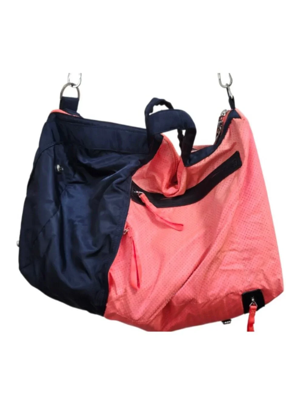Lululemon Do It Up Gym Bag Neon Coral Navy Large Duffle Crossbody Travel Sport